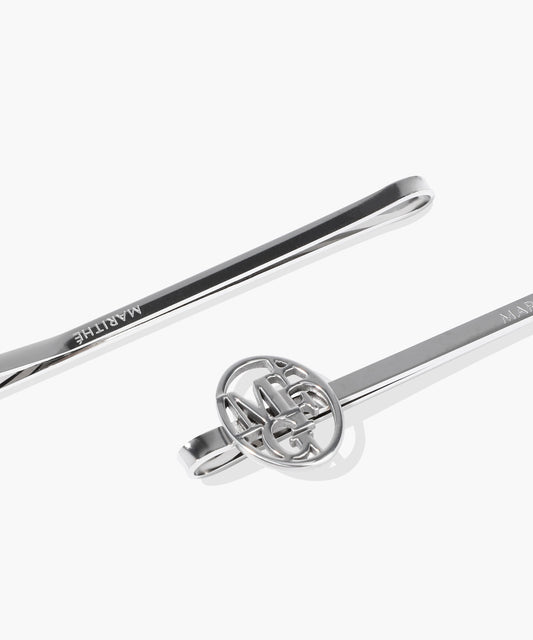 Marithé François Girbaud Circle Logo Slim Metal Hair Pin 2-Pack Silver