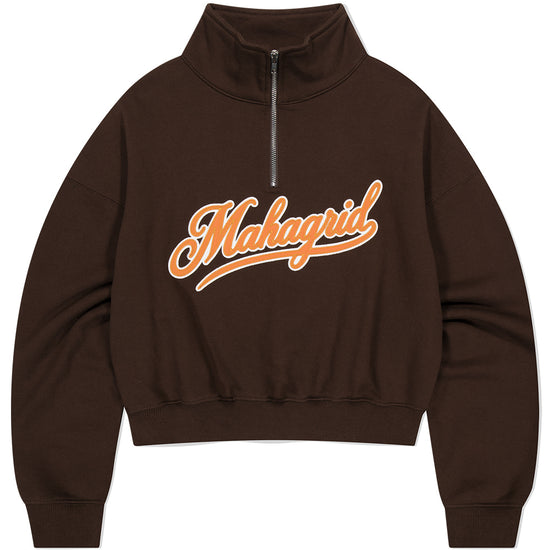Mahagrid Script Logo Crop Half Zip Up [Brown]