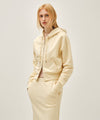 Marithé François Girbaud W CLASSIC LOGO CROP HOODIE ZIPUP butter