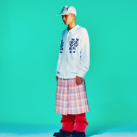 Nice Ghost Club Dancing Skeletons Zip Polo Knit