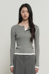 General Idea WOMAN Henry Neck Layered Knit Pullover