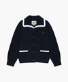 Marithé François Girbaud Kids White Lace Collar Cardigan Navy