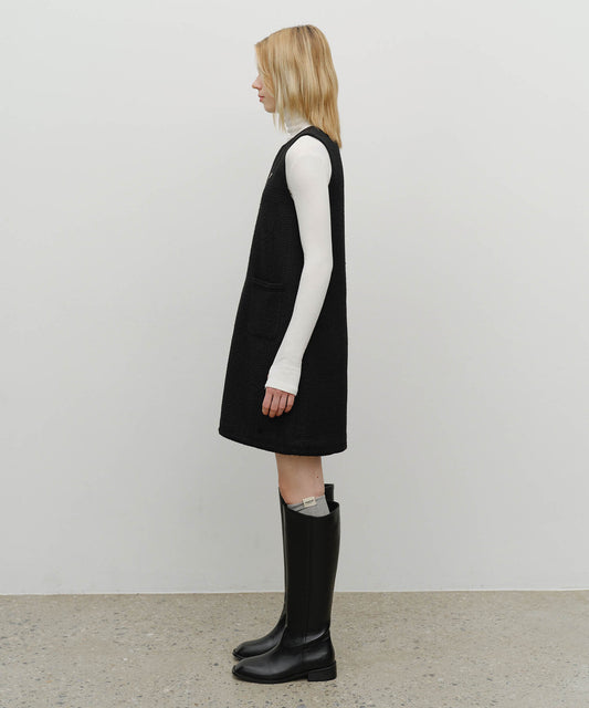 Marithé François Girbaud W Tweed Sleeveless Dress Black