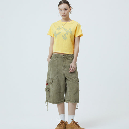 Mahagrid Pigment Butterfly Goth Crop Tee