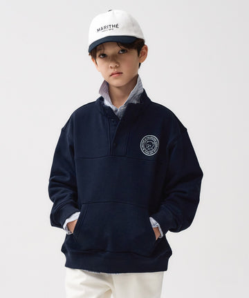 Marithé François Girbaud Kids Button Half-Neck Sweatshirt Navy