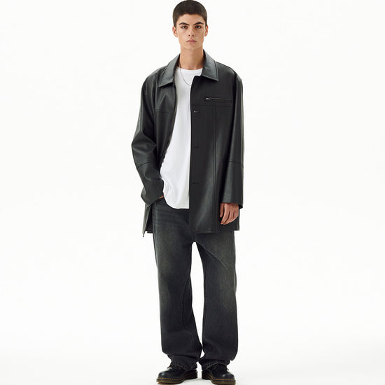 Mahagrid Faux Leather Car Coat