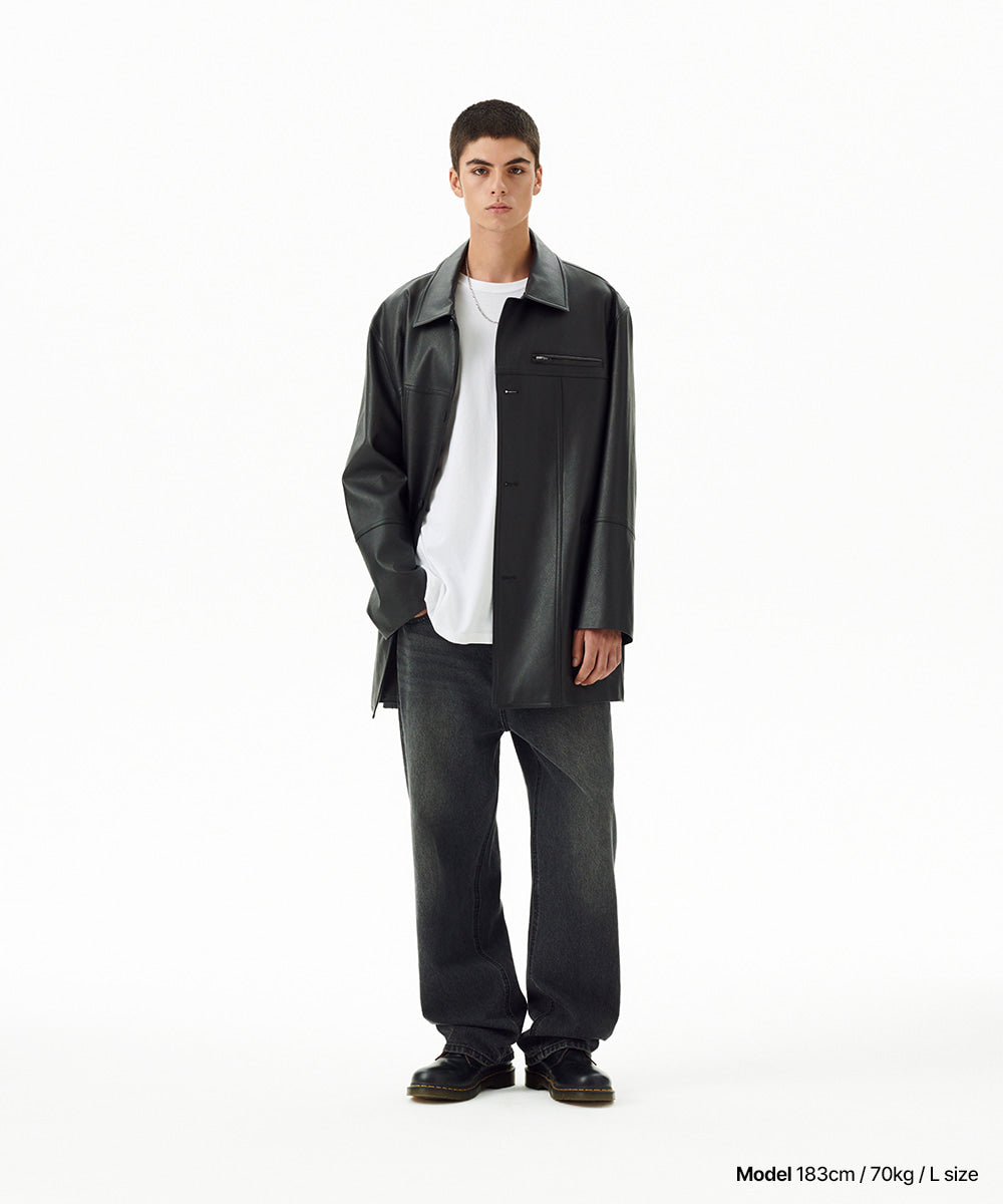 Mahagrid Faux Leather Car Coat