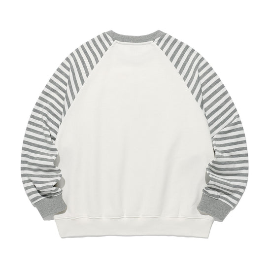Nice Ghost Club Stripe 3 Star Raglan Sweatshirt in White