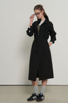 General Idea WOMAN High-Neck Zip-Up Wrap Dress [BLACK]
