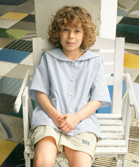 Marithé François Girbaud Enfant Short Sleeves Marine Blouse White
