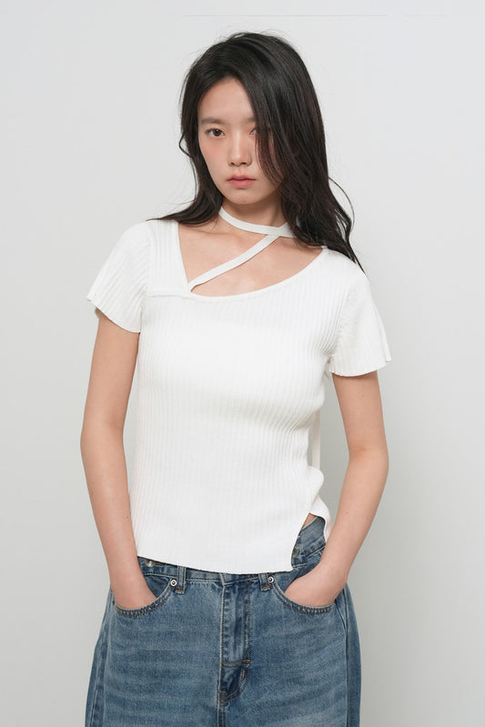 General Idea WOMAN Unbalanced Ribbed Strap Half Knit