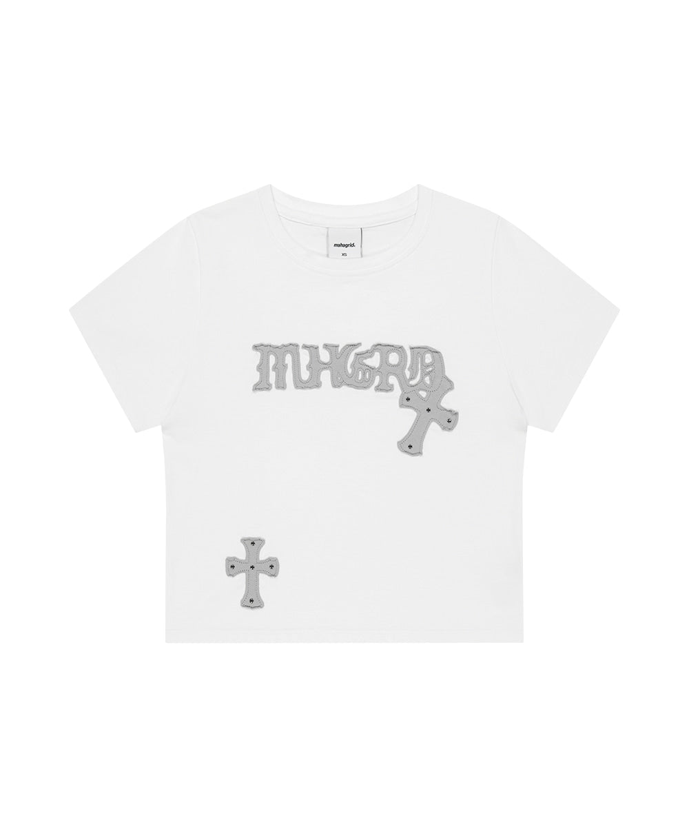 Mahagrid Gothic Applique Crop Tee