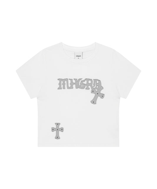 Mahagrid Gothic Applique Crop Tee