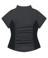 Mahagrid Shirring Half Zip-Up Jersey Tee