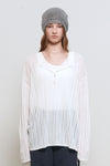 General Idea WOMAN Sheer Henley Neck Pullover