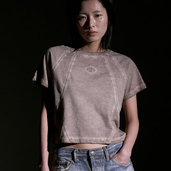 Mahagrid Curved Seam Crop Tee