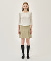 Marithé François Girbaud W SMALL CLASSIC LOGO HENLEY NECK 3/4 SLEEVE TEE ivory