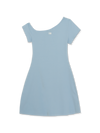 MLB Women's Basic Off Shoulder Shirring Ribbed Dress