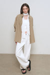 General Idea [General Idea PICK] Women's Loose Fit Button Wrap Stripe Shirt [BEIGE]