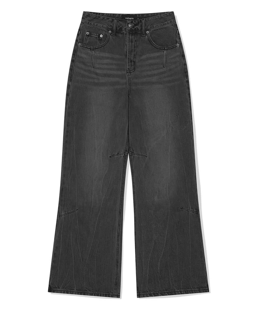 Mahagrid Washed Dart Denim Pant [Black]