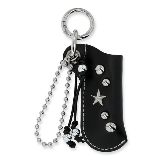 Mahagrid Piercing Leather Lighter Case [Black]