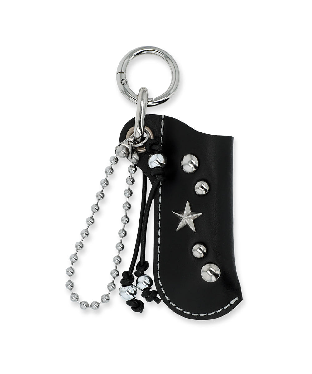 Mahagrid Piercing Leather Lighter Case [Black]