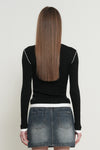 General Idea WOMAN Henry Neck Layered Knit Pullover