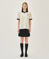 Marithé François Girbaud SMALL CLASSIC LOGO PK COLLAR POINT TEE ivory