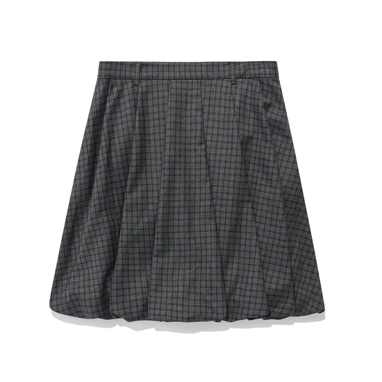Nice Ghost Club FFATS Check Balloon Layered Skirt Pants [Charcoal]
