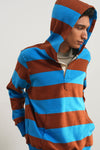 General Idea UNISEX Open Button Stripe Hoodie