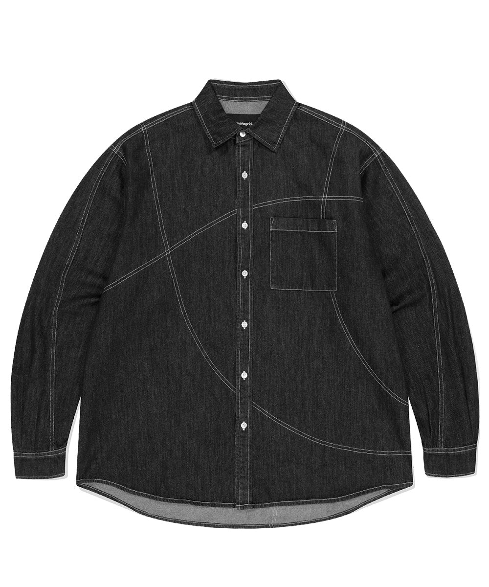 Mahagrid Stitched Denim Shirt