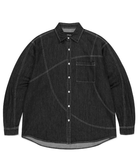 Mahagrid Stitched Denim Shirt