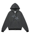 Cavish Striped Twin Star Zip Up Hoodie Black