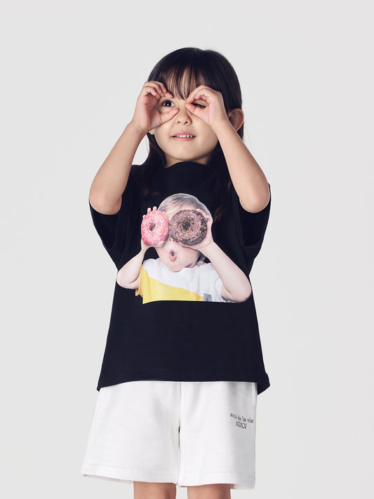 ADLV Kids Baby Face Donut 1 Short Sleeve T-Shirt