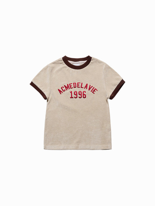 ADLV Woman Classic Logo Embroidery Ringer Short Sleeve T-Shirt