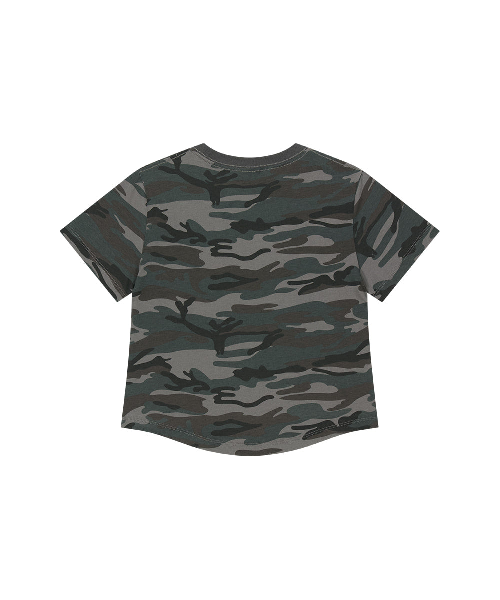 Mahagrid Camo Pattern Basic Logo Crop Tee