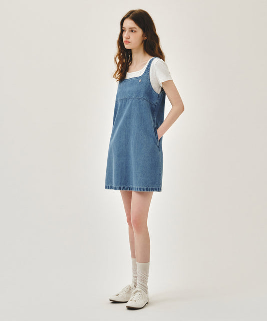 Marithé François Girbaud W DENIM SLEEVELESS DRESS light blue