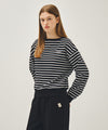 Marithé François Girbaud W STRIPE BOATNECK CROP SWEATSHIRT