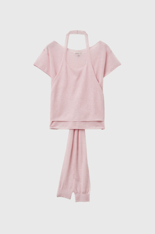 General Idea WOMAN See-Through Halterneck Layered Knit Set [PINK]