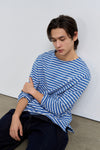 General Idea UNISEX Long Sleeve Striped Border T-Shirt [DUST BLUE]