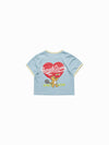 ADLV Woman Tennis AC Bear Crop Short Sleeve Ringer T-Shirt