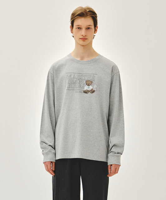 Marithé François Girbaud DOODLE CLASSIC LOGO LONG SLEEVE TEE HEATHER GRAY