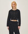 Marithé François Girbaud Women's Lace Shirring Crop Blouse Black