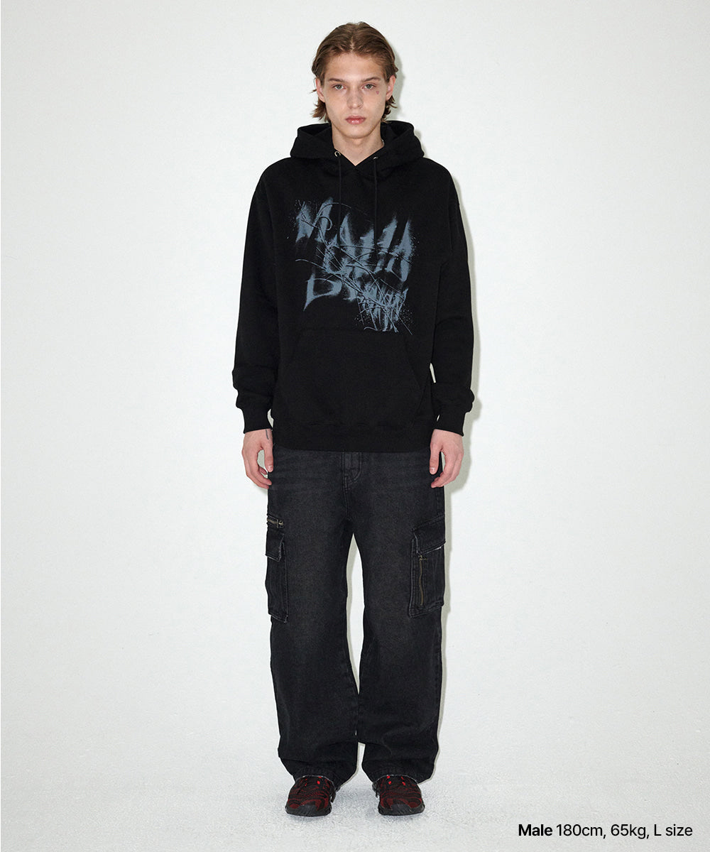 Mahagrid Washed Zip Cargo Denim Pant [Black]