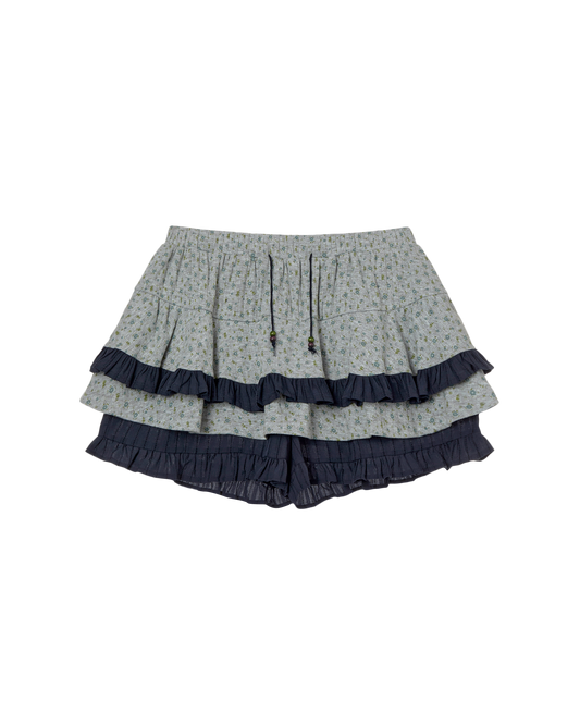 AEAE Flower Pattern Skirt Layered Mini Shorts