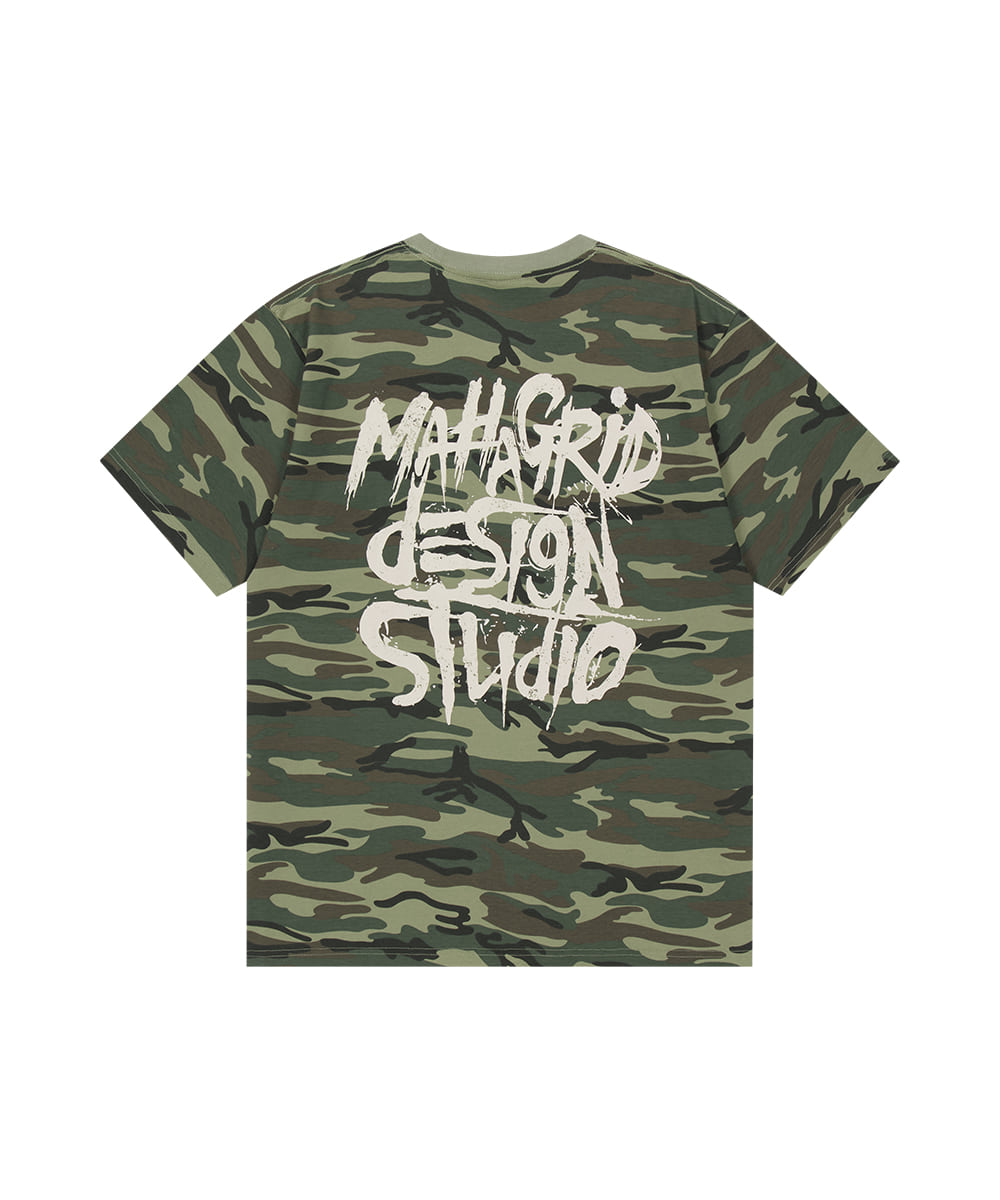 Mahagrid Camo Pattern Slash Logo Tee