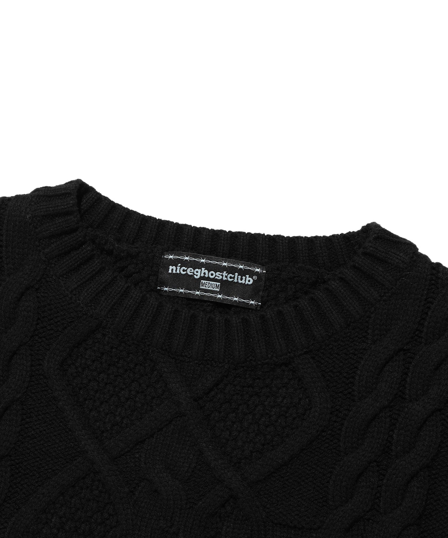 Nice Ghost Club 3 Stars Cable Knit [Black]