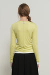 General Idea WOMAN Airy Crew Neck Pin Tuck T-Shirt [LIGHT GREY]