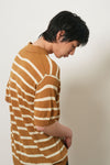 General Idea UNISEX One-Button Collar Stripe Half Knit
