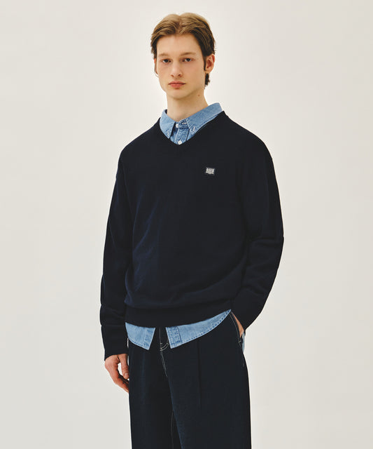 Marithé François Girbaud V-NECK KNIT PULLOVER navy